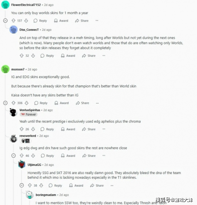 LOL皮(pí)膚(fū)投票排(pái)行，衹(zhǐ)有一款冠军皮(pí)膚(fū)进入前(qián)100，看到就(jiù)能(néng)想(xiǎng)到IG